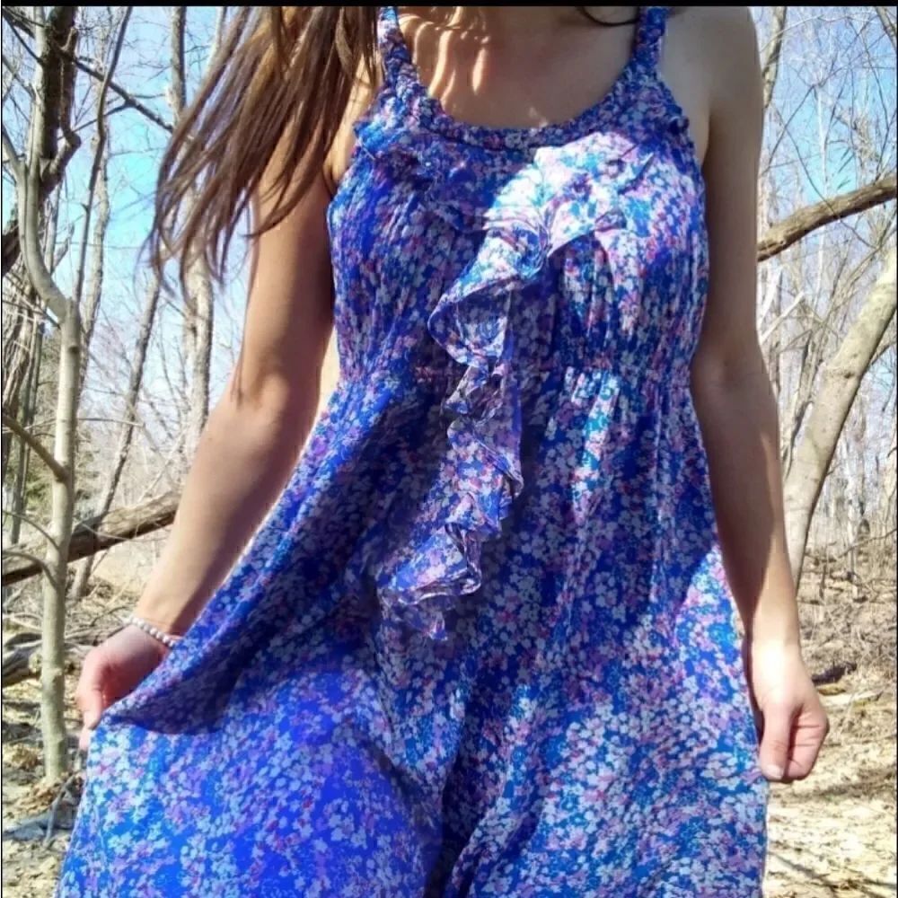 Miss Me Couture Silk Floral Ruffled Dress